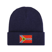 Load image into Gallery viewer, STL Flag Patch Youth Knit Beanie Hat - Navy
