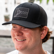 Load image into Gallery viewer, Black STL Flag Patch Snapback Trucker Hat
