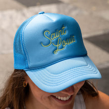 Load image into Gallery viewer, Saint Louis Script Foam Snapback Trucker Hat - Blue
