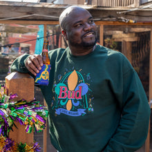 Load image into Gallery viewer, Budweiser Fleur de Lis Mardi Gras Unisex Crewneck Sweatshirt
