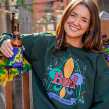 Load image into Gallery viewer, Budweiser Fleur de Lis Mardi Gras Unisex Crewneck Sweatshirt
