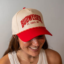 Load image into Gallery viewer, Budweiser Puff Embroidered Structured Snapback Hat
