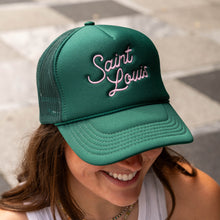 Load image into Gallery viewer, Saint Louis Script Foam Snapback Trucker Hat - Green
