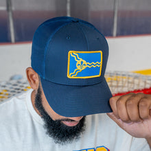 Load image into Gallery viewer, St. Louis Hockey Flag Patch Snapback Trucker Hat - Navy
