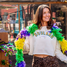 Load image into Gallery viewer, Soulard St. Louis Mardi Gras Hooded Cropped Sweatshirt - Ivory
