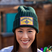 Load image into Gallery viewer, Soulard Patch Knit Beanie Hat - Green Cableknit
