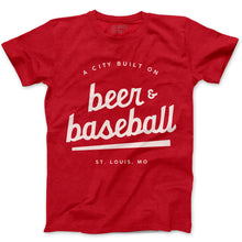 Load image into Gallery viewer, A City Built on Beer and Baseball Unisex Short Sleeve T-Shirt - Red
