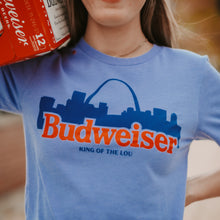 Load image into Gallery viewer, Budweiser Skyline Unisex Short Sleeve T-Shirt - Blue
