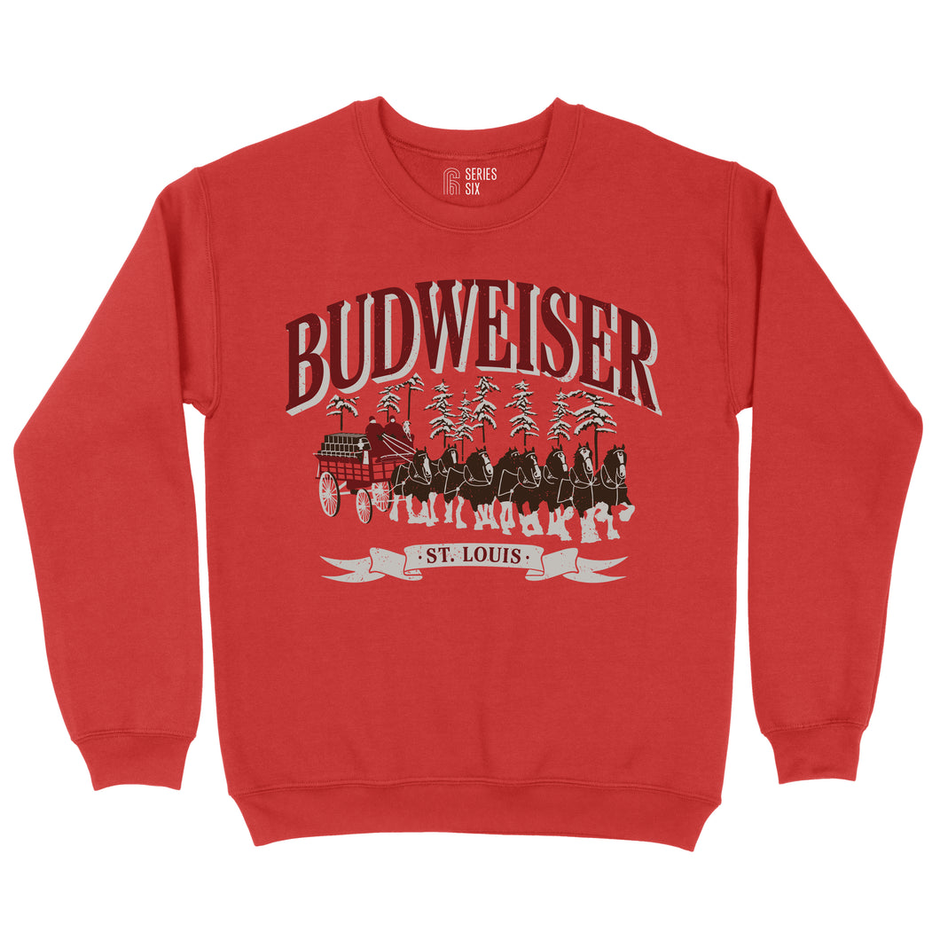 Budweiser Clydesdales St. Louis Unisex Crewneck Sweatshirt - Red