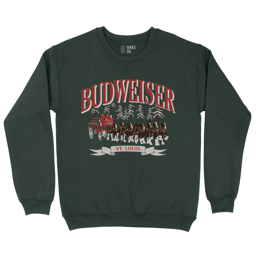 Budweiser Clydesdales St. Louis Unisex Crewneck Sweatshirt - Forest