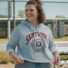Load image into Gallery viewer, Baseball Collegiate Hooded Cropped Sweatshirt
