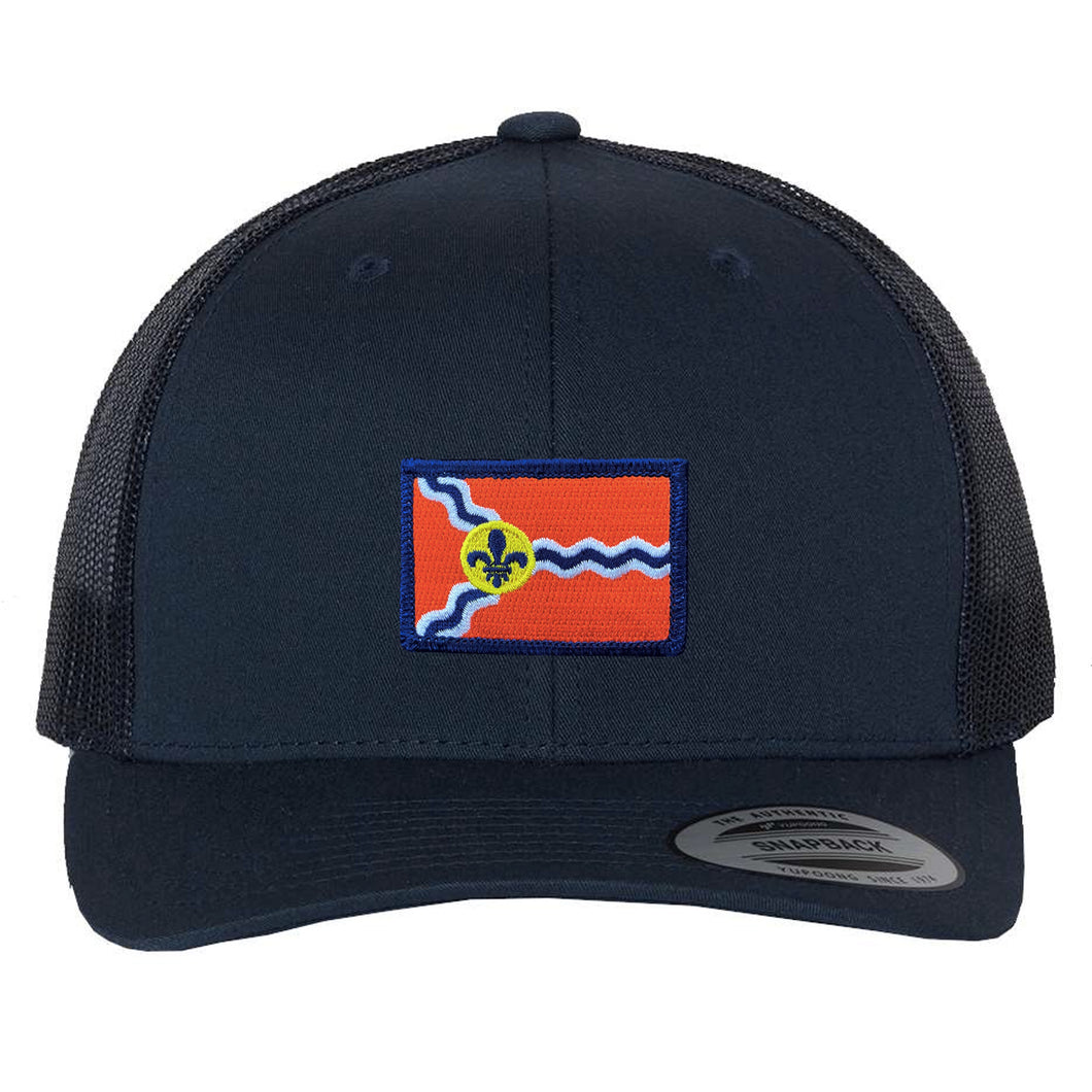 STL Flag Patch Snapback Trucker Hat - Navy