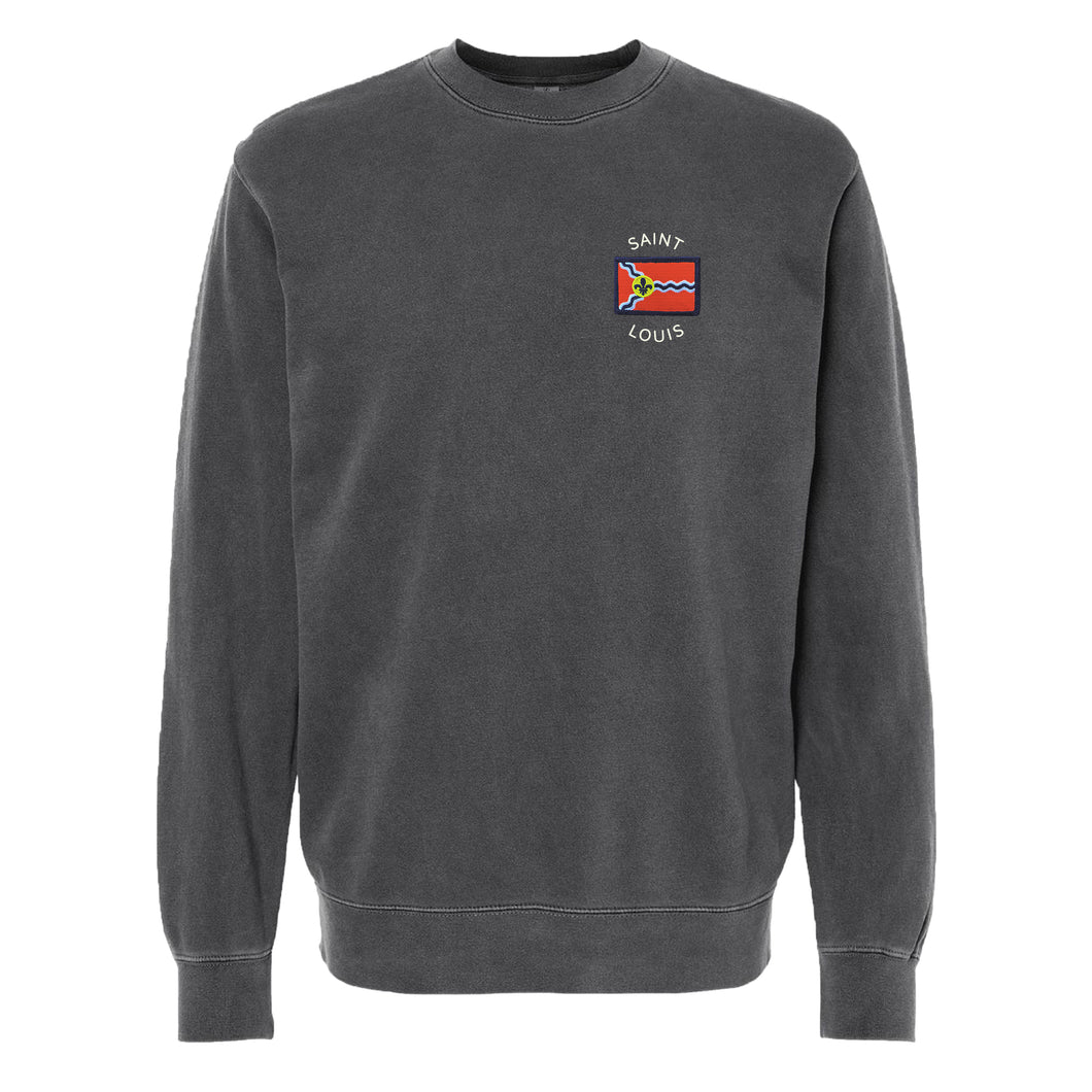 STL Flag Patch Crewneck Unisex Sweatshirt - Grey