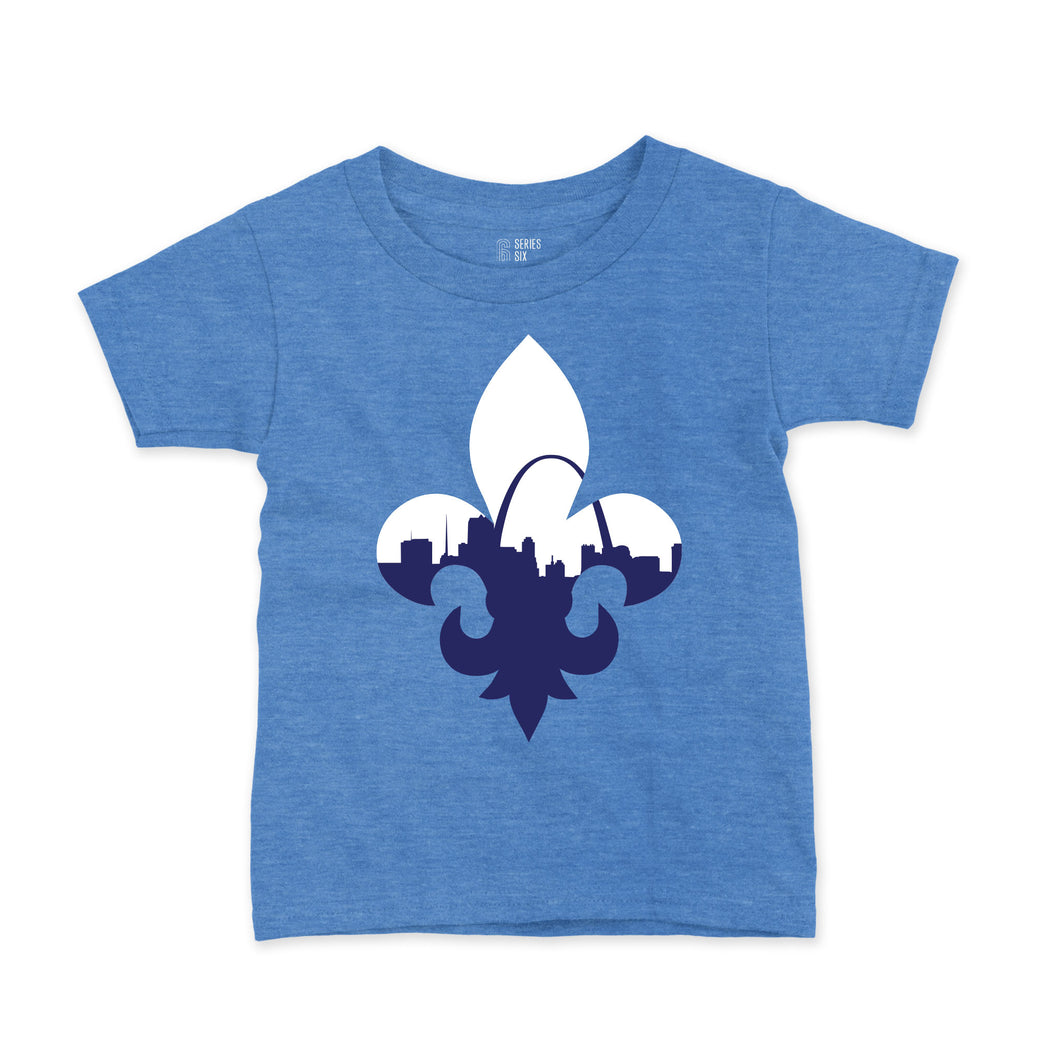 Fleur De Lis Skyline Short Sleeve Youth T-Shirt - Light Blue