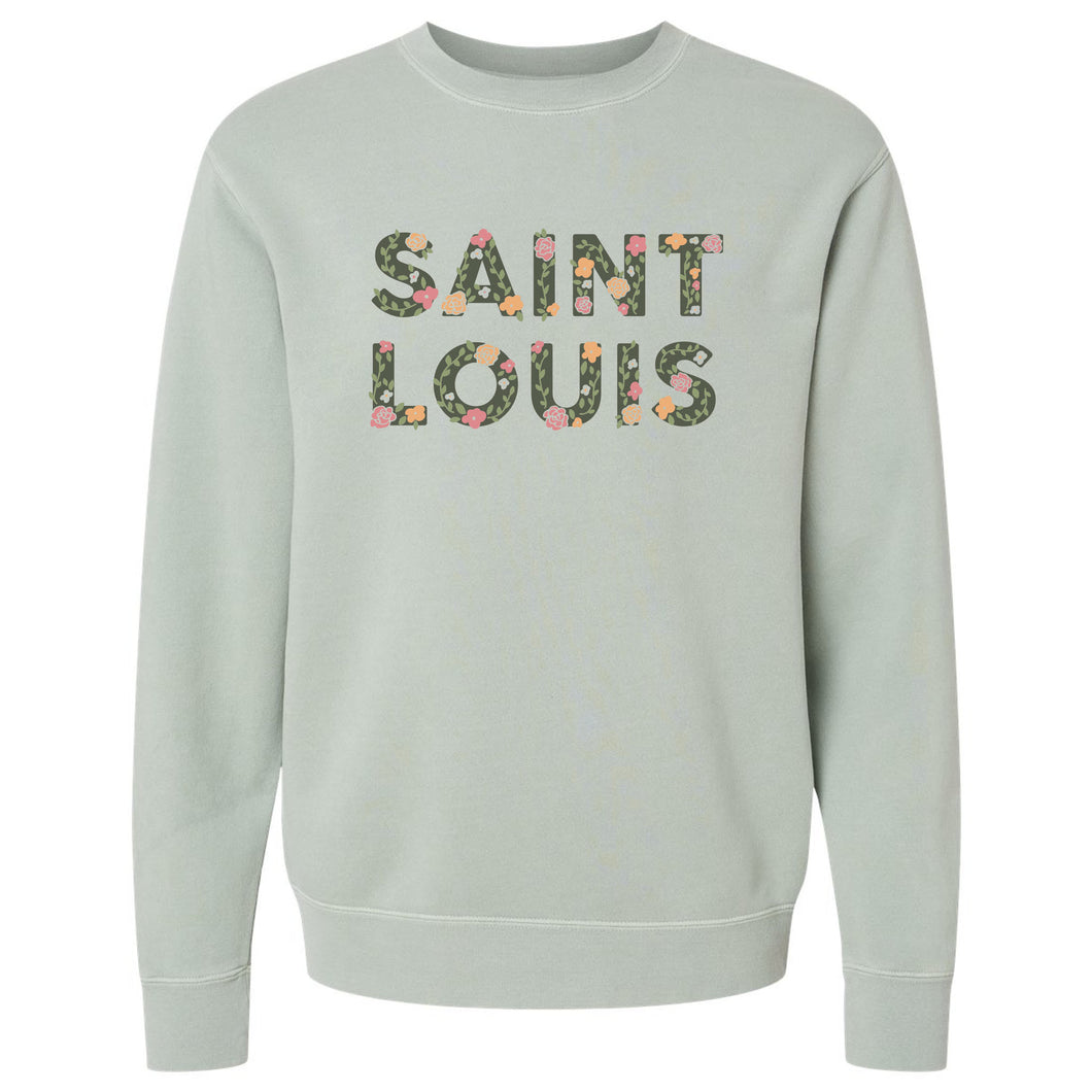 Saint Louis Floral Crewneck Unisex Sweatshirt - Sage