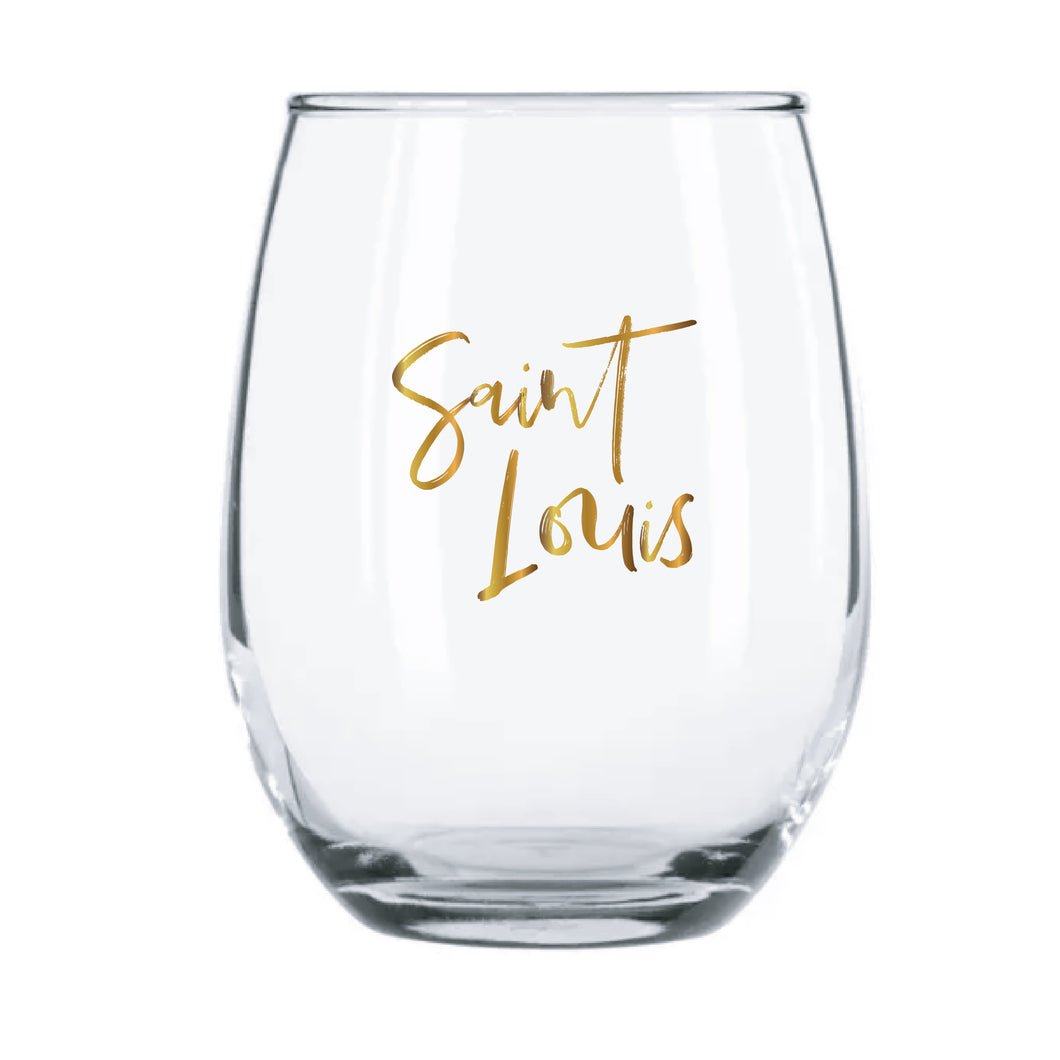 St. Louis Gold Foil 12oz Wine Glass
