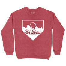 Load image into Gallery viewer, St. Louis Home Plate Crewneck Sweatshirt - Heather Red
