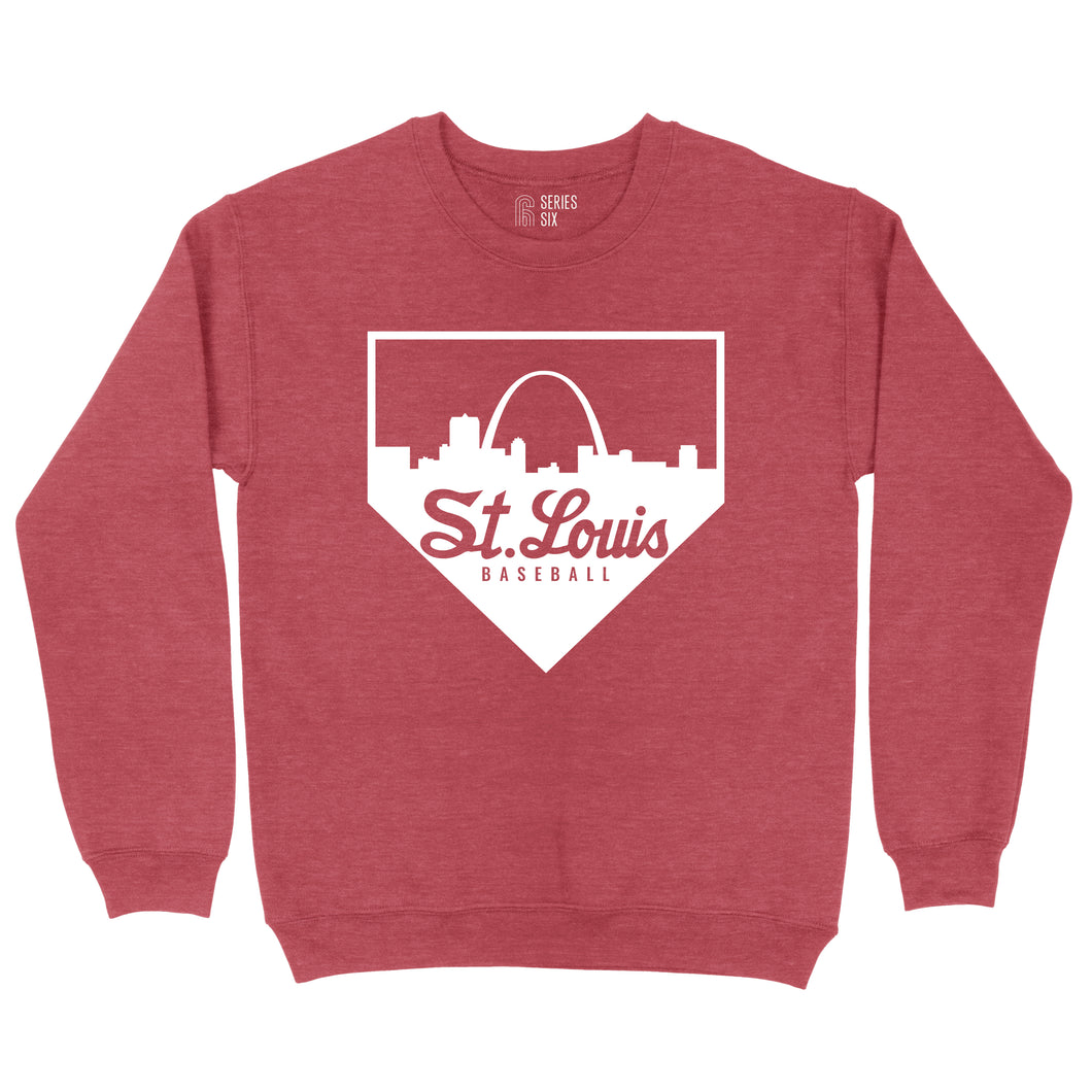 St. Louis Home Plate Crewneck Sweatshirt - Heather Red