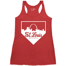 Load image into Gallery viewer, St. Louis Baseball Home Plate Skyline Ladies Racerback Tank
