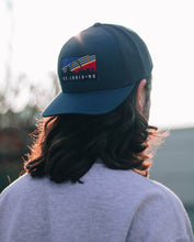 Load image into Gallery viewer, Retro Skyline Patch Snapback Trucker Hat - Navy
