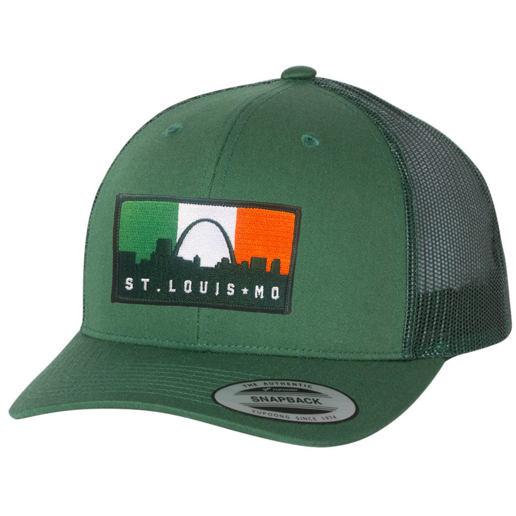 Irish Skyline Patch Snapback Trucker Hat - Forest Green