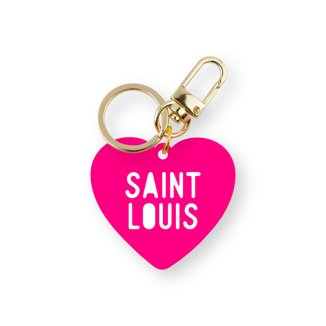 Saint Louis Heart Keychain - Hot Pink