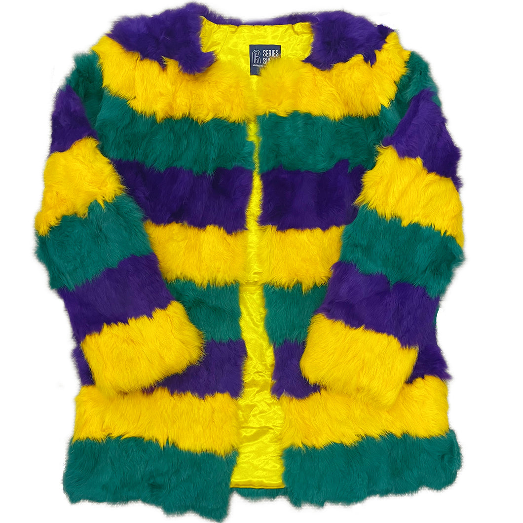 Mardi Gras Faux Fur Coat