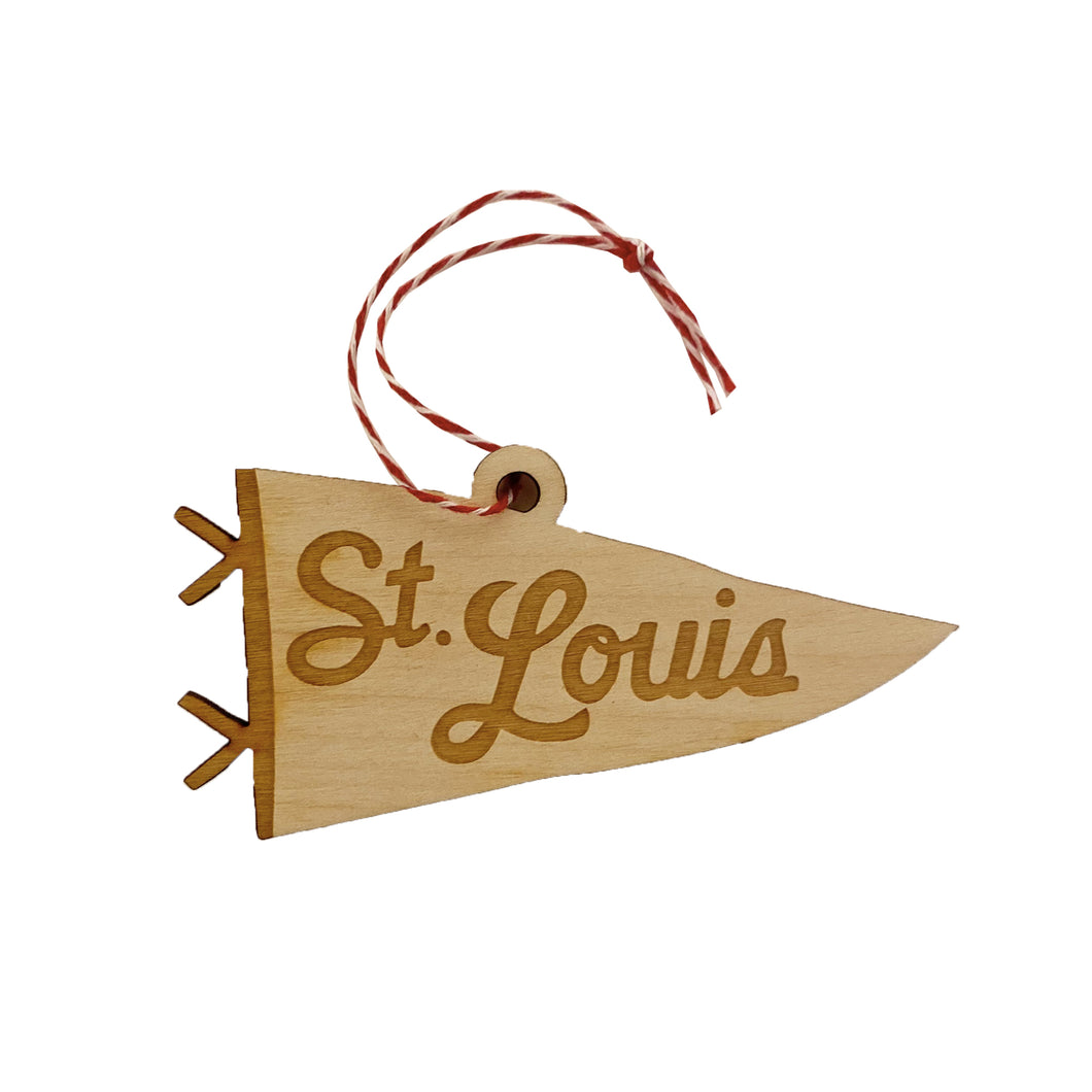 St. Louis Pennant Wooden Ornament
