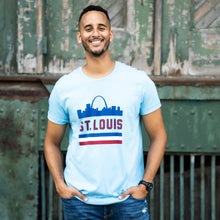 Load image into Gallery viewer, Retro St. Louis Arch Unisex Short Sleeve T-Shirt - Light Blue
