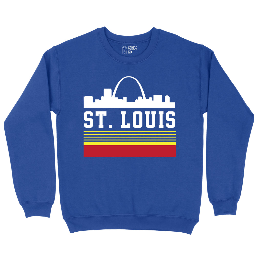 Retro St. Louis Arch Crewneck Unisex Sweatshirt - Royal