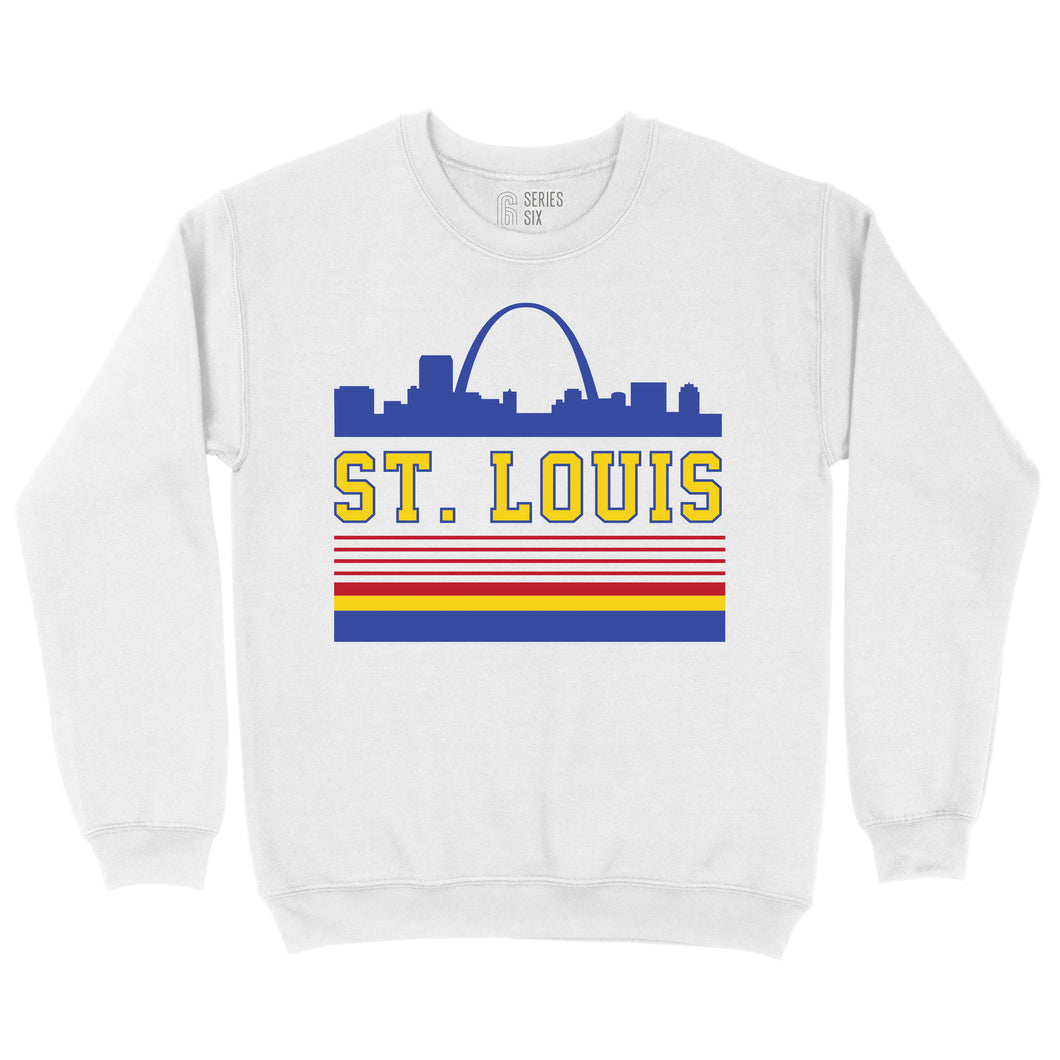 Retro St. Louis Arch Crewneck Unisex Sweatshirt - White