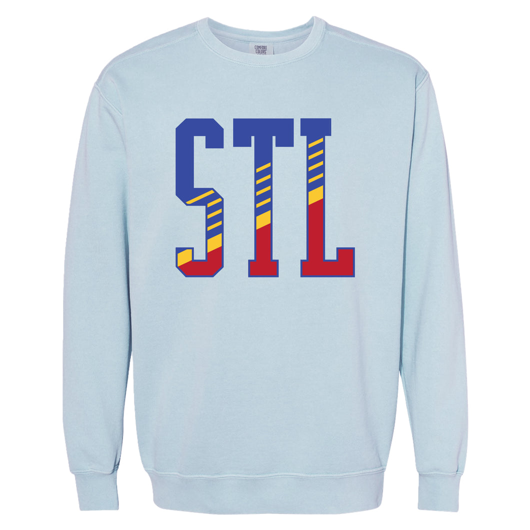 STL Retro Diagonal Crewneck Unisex Sweatshirt - Blue