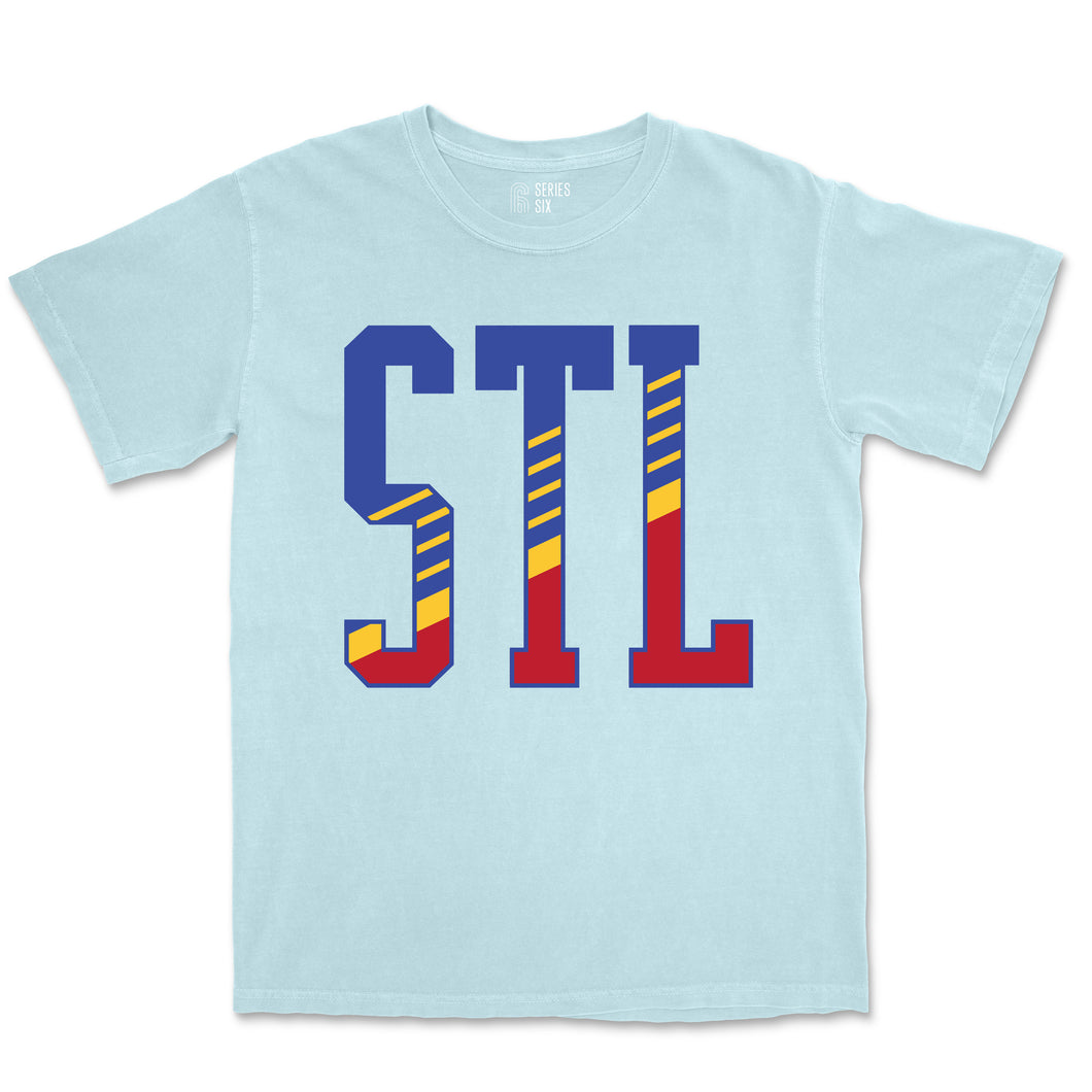 STL Retro Diagonal Unisex Short Sleeve T-Shirt - Blue