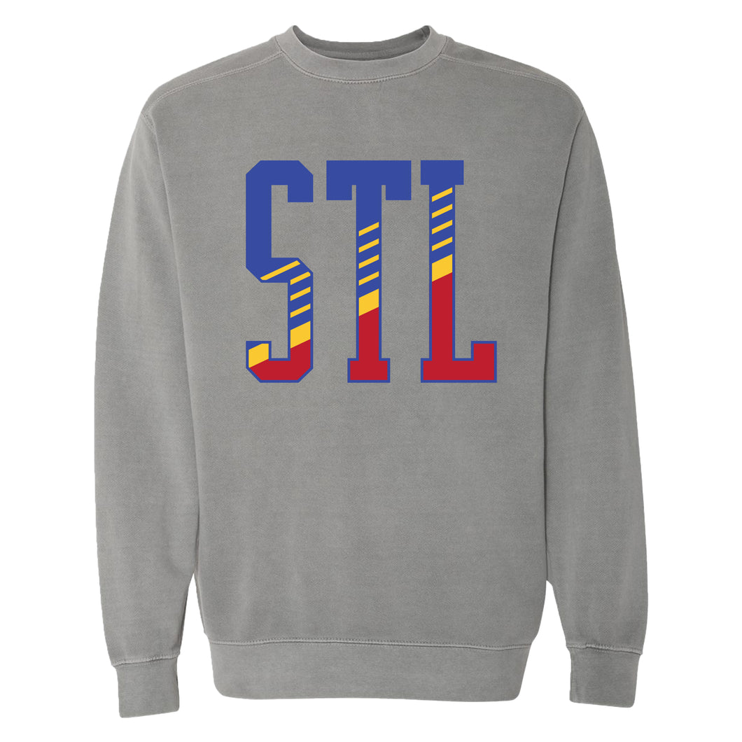 STL Retro Diagonal Crewneck Unisex Sweatshirt - Grey