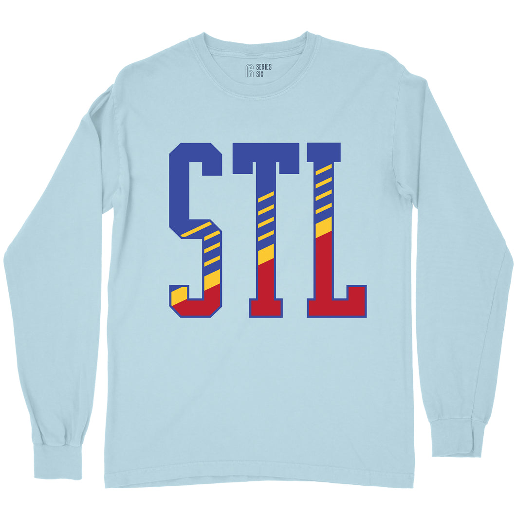 STL Retro Diagonal Unisex Long Sleeve T-Shirt - Blue