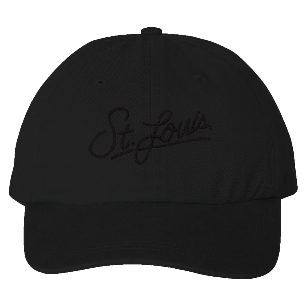 St. Louis Script Soft Style Hat - Black