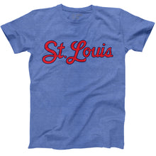 Load image into Gallery viewer, St. Louis Script Unisex Short Sleeve T-Shirt - Blue
