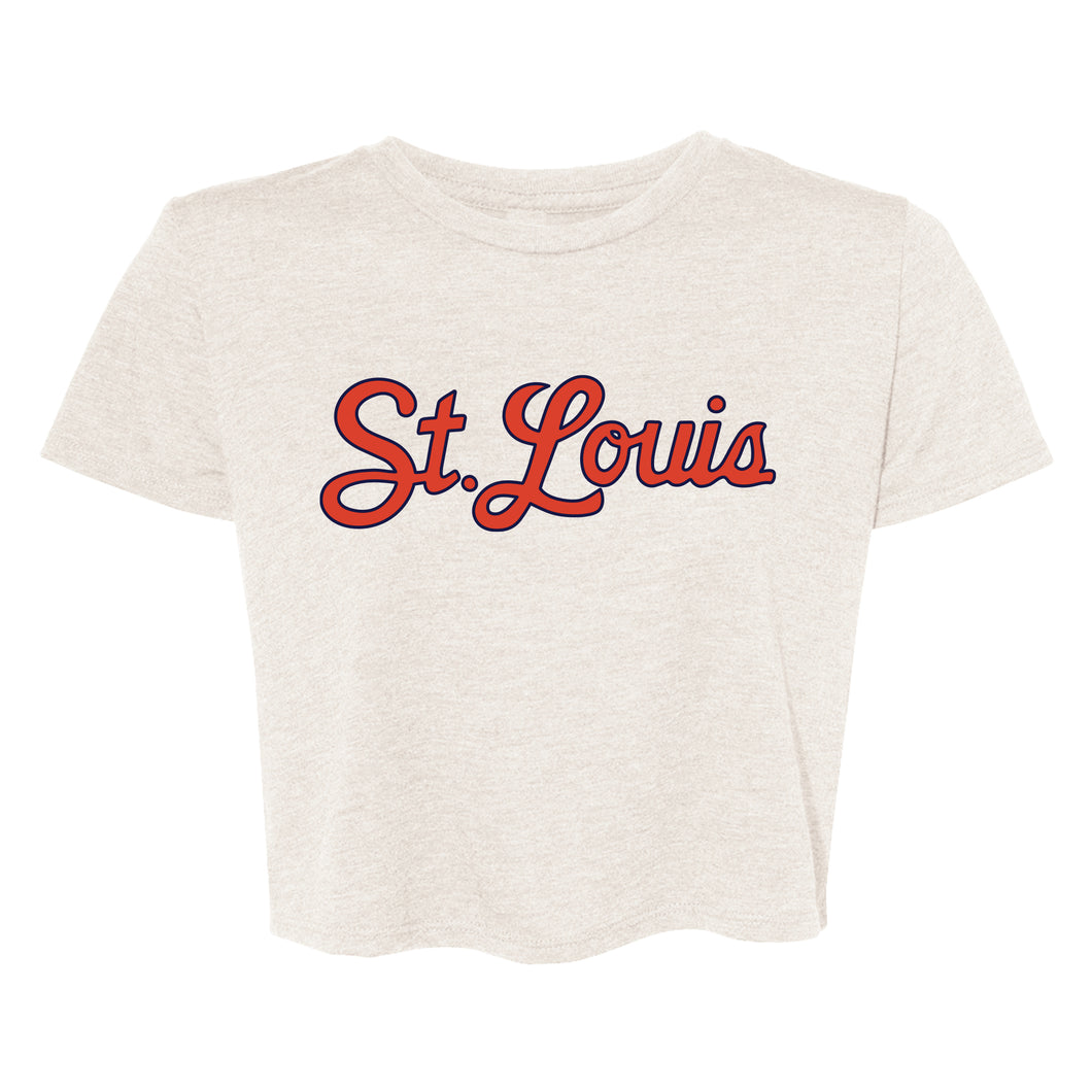 St. Louis Script Cropped T-Shirt - Tan