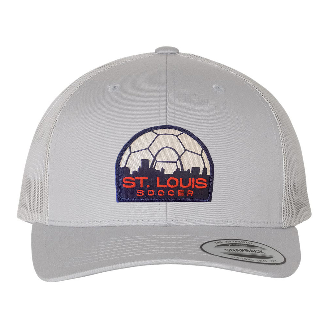 Soccer Skyline Patch Snapback Trucker Hat - Grey