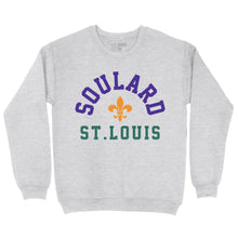 Load image into Gallery viewer, Soulard St. Louis Fleur De Lis Mardi Gras Crewneck Unisex Sweatshirt - Ash Grey
