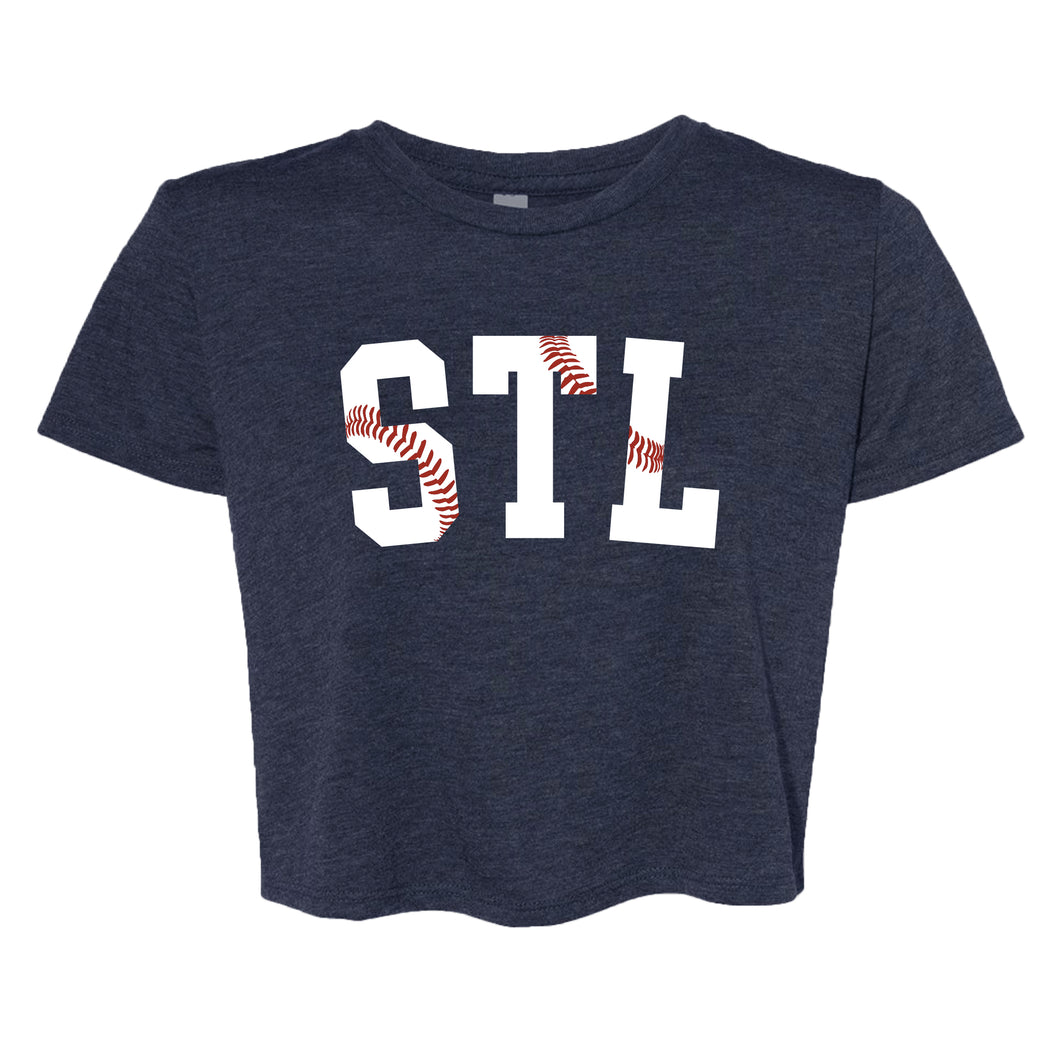 STL Stitches Cropped T-Shirt - Navy