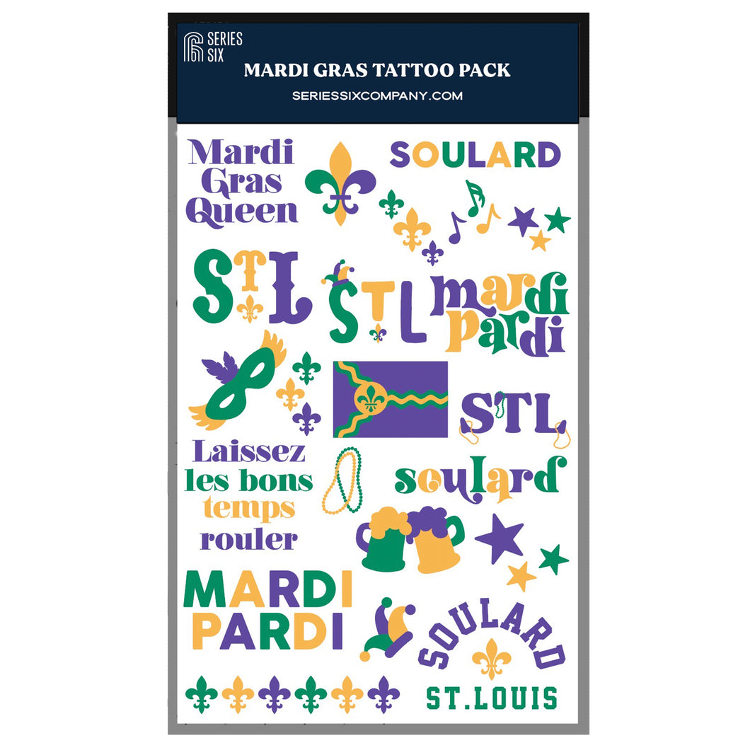 Mardi Gras Temporary Tattoo Pack