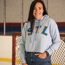 Load image into Gallery viewer, STL Throwback Hooded Cropped Sweatshirt - Blue
