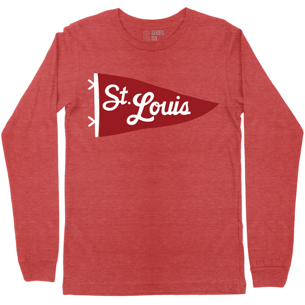 St. Louis Pennant Unisex Long Sleeve T-Shirt - Red