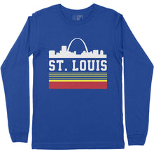 Load image into Gallery viewer, Retro St. Louis Arch Unisex Long Sleeve T-Shirt - Royal
