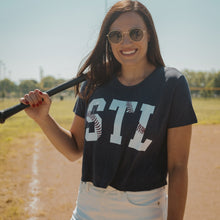 Load image into Gallery viewer, STL Stitches Cropped T-Shirt - Navy
