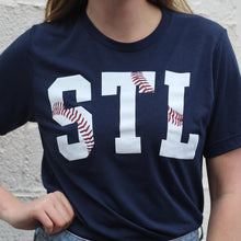 Load image into Gallery viewer, STL Stitches Unisex Short Sleeve T-Shirt - Navy
